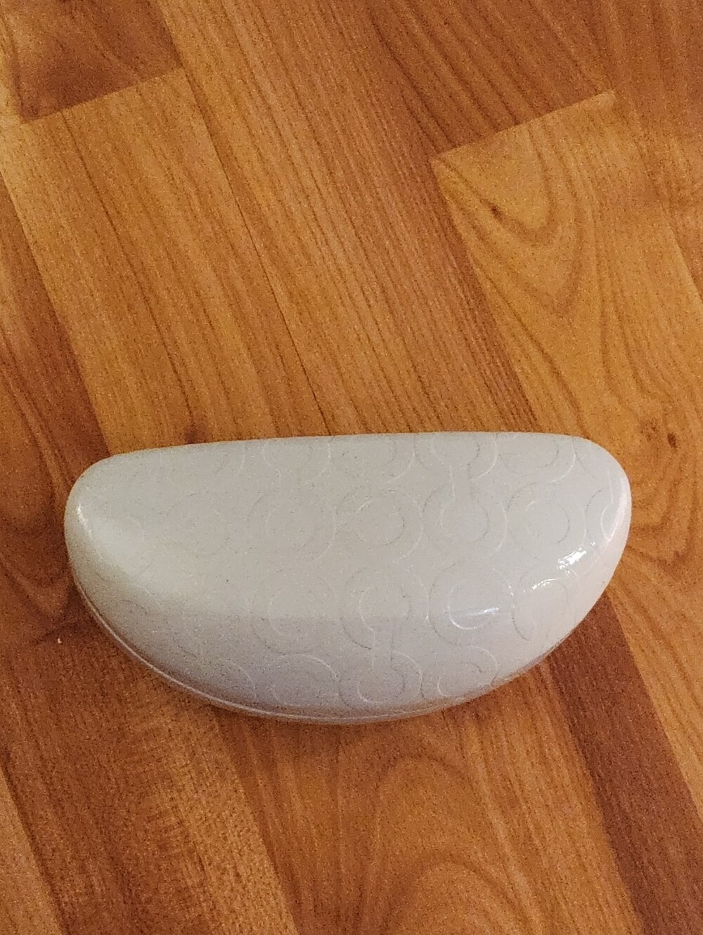 Coach White Embossed Half-Moon Glasses Case